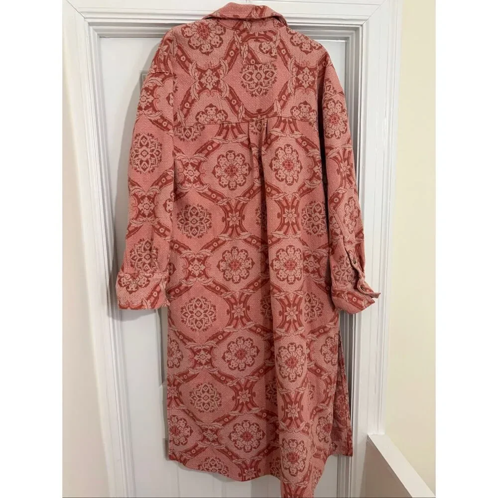 Free People Rose Pink Medallion Longline Jacket